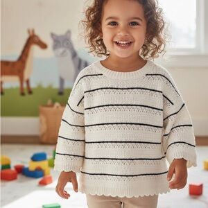 H&M Cream and Black Striped Kids‎ Sweater
